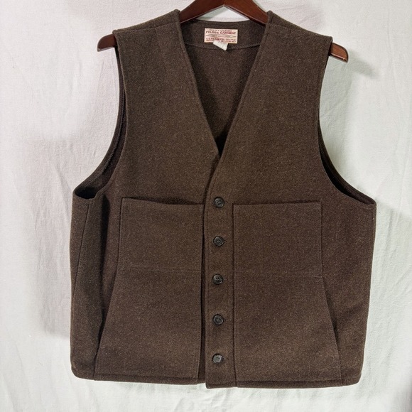 Filson Other - Filson Mackinaw 100% Virgin Wool Vest Mens Size 46 Brown Hunting USA Heritage